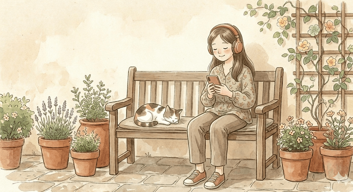 Petite-fille écoutant les histoires au casque